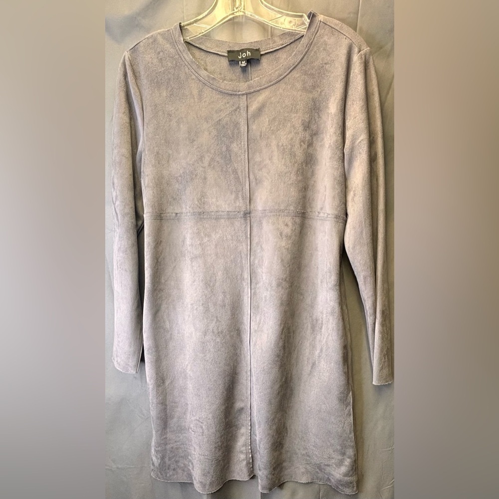 Anthropologie JOH Grey Aurora Faux Suede Stretch Shift Dress Size Medium - Picture 5 of 8